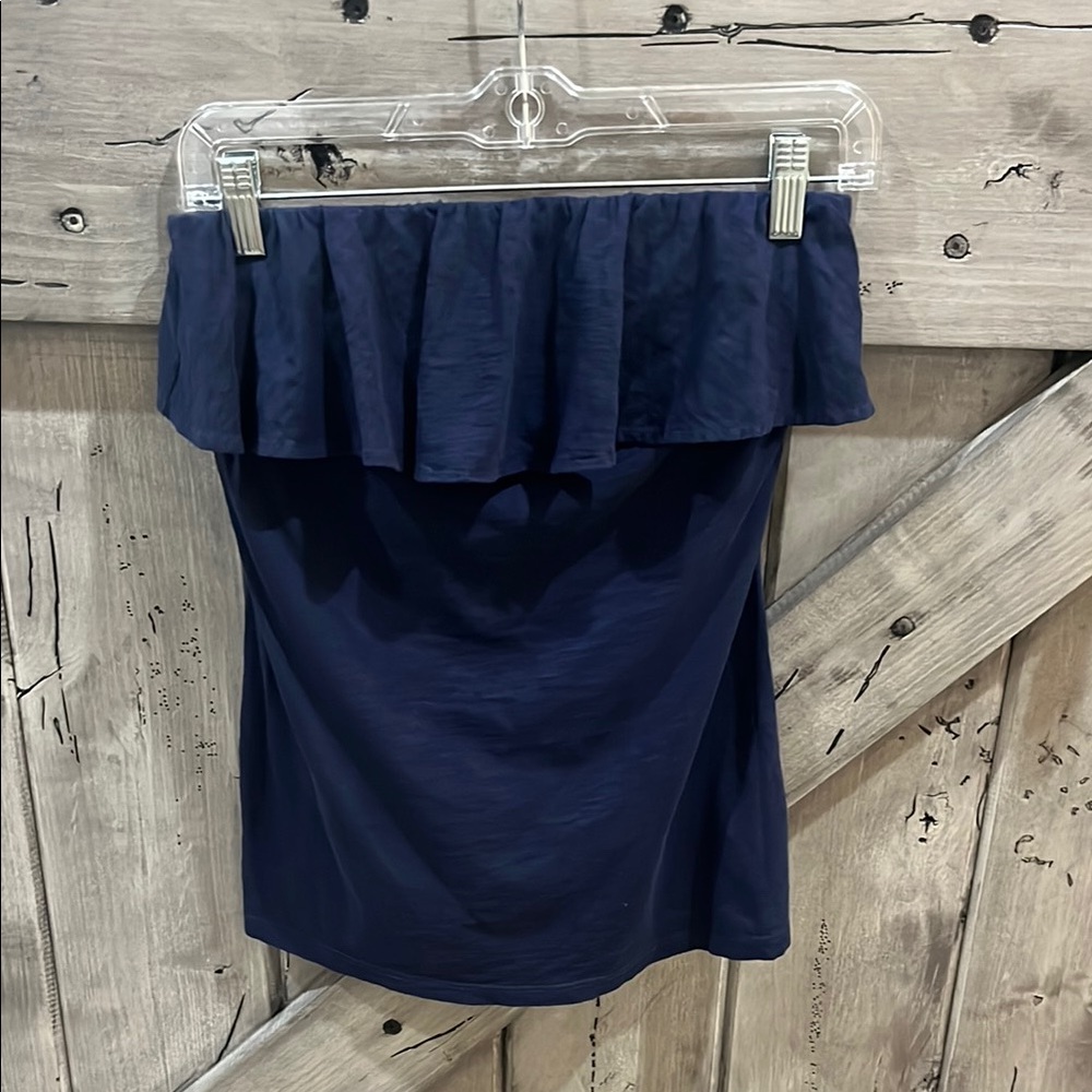 Elegant Navy Blue Ruffle top